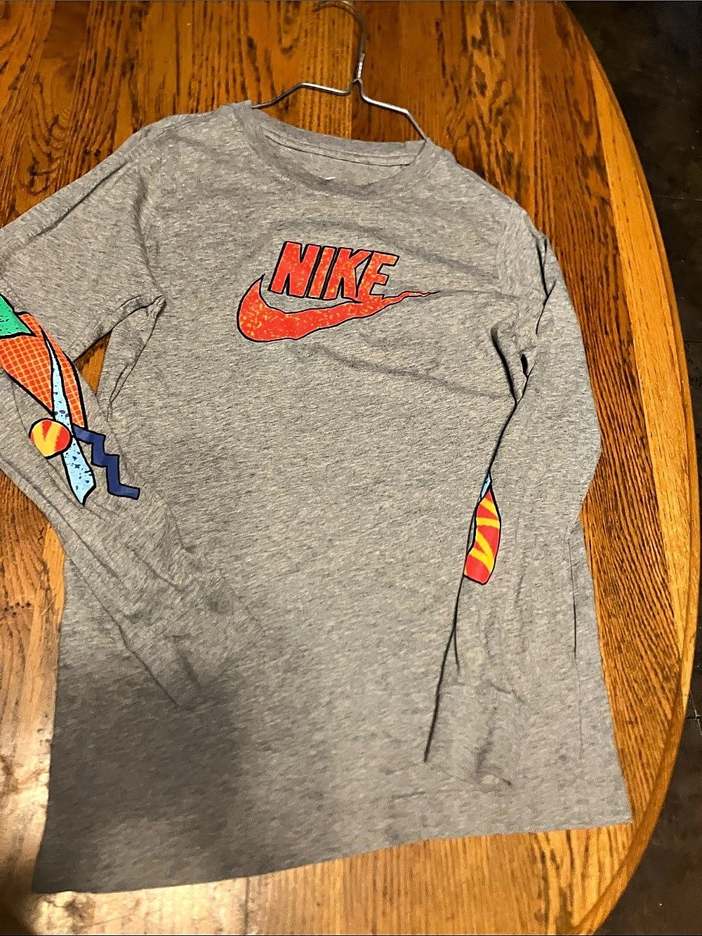 Nike The Nike Tee Long Sleeve Gray Red Size Large